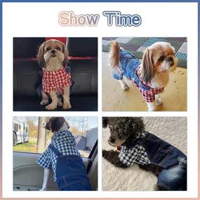 img 2 attached to 🐶 Stylish Denim Jumpsuit for Pet Dogs: Perfect Summer Outfit with Plaid Shirt, Hoodies for Small Dogs and Cats - PETCARE Dog Clothes Costume