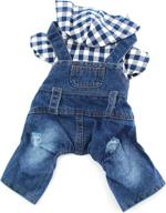 🐶 stylish denim jumpsuit for pet dogs: perfect summer outfit with plaid shirt, hoodies for small dogs and cats - petcare dog clothes costume логотип