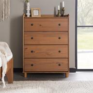 walker edison modern wood dresser: 4 drawer bedroom storage shelf with top tray and end table in caramel логотип