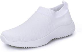 img 4 attached to 👟 Womens Slip-on Sock Sneakers: Lightweight, Comfortable Walking Shoes with Breathable Mesh - Tennis Athletic Shoe