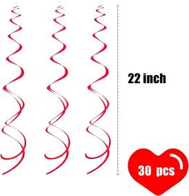 img 3 attached to 🔴 Foil Swirl Hanging Decorations - Red Party Theme, 30Pc Plastic Streamer for Ceiling, 22&#34;