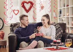 img 2 attached to 🔴 Foil Swirl Hanging Decorations - Red Party Theme, 30Pc Plastic Streamer for Ceiling, 22&#34;