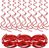 🔴 foil swirl hanging decorations - red party theme, 30pc plastic streamer for ceiling, 22&#34; логотип