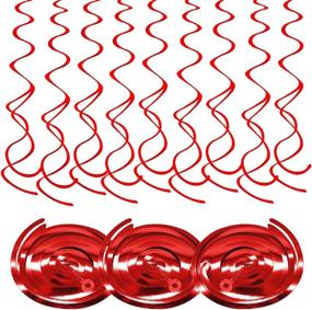 img 4 attached to 🔴 Foil Swirl Hanging Decorations - Red Party Theme, 30Pc Plastic Streamer for Ceiling, 22&#34;