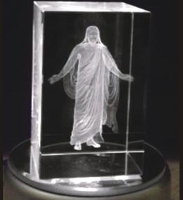 img 1 attached to 🕯️ In The Arms of Jesus Night Light/Desk Display: 3 Inch Height, Rotating Rainbow Light Base, Includes Power Supply - Gift Boxed