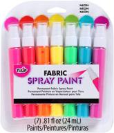 🎨 tulip permanent fabric spray paint - neon colors (pack of 7, 0.81 fl oz each) - vibrant fabric coloration with long-lasting effect - ideal for diy crafts and design projects - 5" size logo