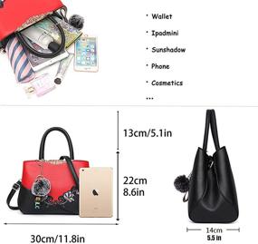 img 1 attached to Elevate Your Style: ELDA Handbags Leather Embroidery Shoulder Women's Handbags & Wallets for Satchels