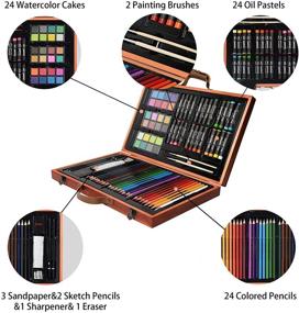 img 1 attached to KIDDYCOLOR 85pcs Deluxe Art Creativity Set: Perfect Painting & Drawing Kit for Kids with Oil Pastels, Colored Pencils, Watercolor Cakes, Paint Brushes, Coloring Pages in Wooden Case