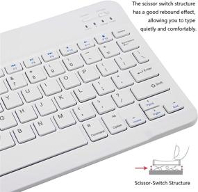 img 1 attached to Комплект ультратонкой клавиатуры и мыши Bluetooth, перезаряжаемый портативный беспроводной набор клавиатуры и мыши для Apple iPad iPhone iOS 13 и выше, планшетов Samsung, телефонов смартфонов Android и Windows (белый)