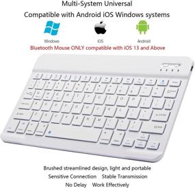 img 2 attached to Комплект ультратонкой клавиатуры и мыши Bluetooth, перезаряжаемый портативный беспроводной набор клавиатуры и мыши для Apple iPad iPhone iOS 13 и выше, планшетов Samsung, телефонов смартфонов Android и Windows (белый)
