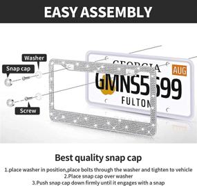 img 1 attached to License Sparkly Diamond Rhinestone Stainless Exterior Accessories for License Plate Covers & Frames