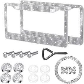 img 2 attached to License Sparkly Diamond Rhinestone Stainless Exterior Accessories for License Plate Covers & Frames