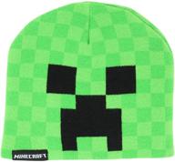 🧢 minecraft creeper kids beanie hat cap: officially licensed, vibrant green design for adventure! logo