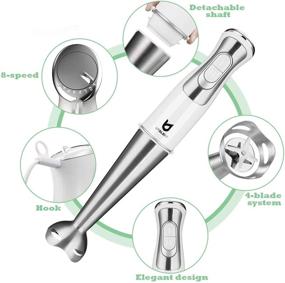 img 3 attached to 🔪 UTALENT Immersion Hand Blender 5-in-1 - 8-Speed Stick Blender with 500ml Food Grinder, BPA-Free, 600ml Container, Milk Frother, Egg Whisk - Ideal for Pureeing Infant Food, Creating Smoothies, Sauces, and Soups - White