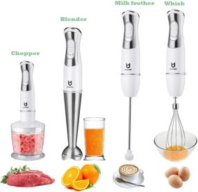 img 2 attached to 🔪 UTALENT Immersion Hand Blender 5-in-1 - 8-Speed Stick Blender with 500ml Food Grinder, BPA-Free, 600ml Container, Milk Frother, Egg Whisk - Ideal for Pureeing Infant Food, Creating Smoothies, Sauces, and Soups - White