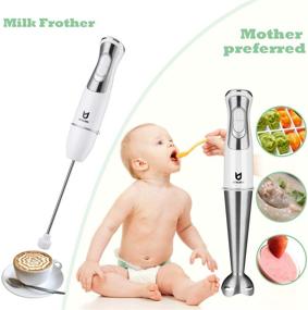 img 1 attached to 🔪 UTALENT Immersion Hand Blender 5-in-1 - 8-Speed Stick Blender with 500ml Food Grinder, BPA-Free, 600ml Container, Milk Frother, Egg Whisk - Ideal for Pureeing Infant Food, Creating Smoothies, Sauces, and Soups - White