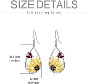 img 3 attached to Blue Butterfly Sunflower Teardrop Dangle Earrings - 925 Sterling Silver Boho Bohemian Hook Earrings for Women and Teens