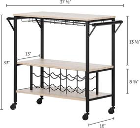 img 1 attached to Stylish South Shore Munich Bar Cart with Wine Rack and White Oak Barrel Design