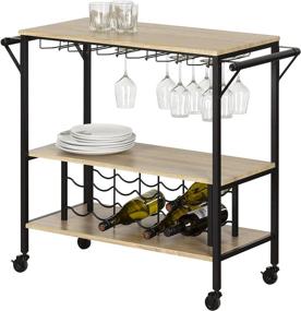 img 3 attached to Stylish South Shore Munich Bar Cart with Wine Rack and White Oak Barrel Design