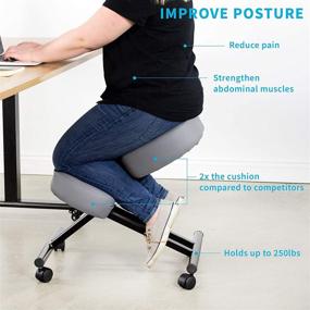 img 1 attached to 🪑 DRAGONN by VIVO Ergonomic Kneeling Chair - Improve Your Posture with an Angled Seat