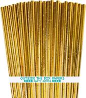 stylish gold foil paper straws - 7.75 inches - pack of 100 by outside the box papers brand logo