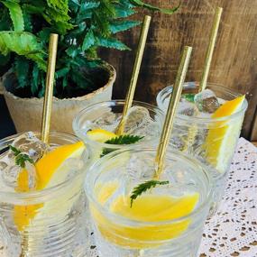 img 2 attached to Stylish Gold Foil Paper Straws - 7.75 Inches - Pack of 100 by Outside the Box Papers Brand