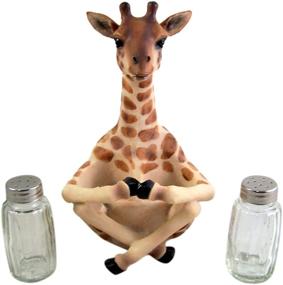 img 2 attached to 🦒 Giraffe Salt and Pepper Shaker Holder with 8.25-inch Height (Includes Shakers)