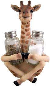 img 4 attached to 🦒 Giraffe Salt and Pepper Shaker Holder with 8.25-inch Height (Includes Shakers)