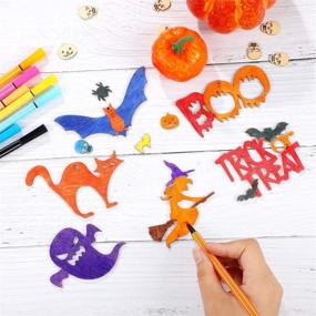 img 1 attached to 🎃 210pcs Halloween Wood Ornaments Unfinished Slices with Twine | DIY Crafts for Home, School, Party Decorations - 11 Styles