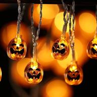 🎃 battery operated halloween pumpkin lights: 10.4ft outdoor indoor decoration for window, patio & garden - vibrant yellow логотип