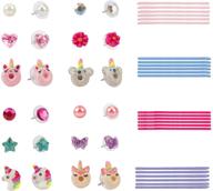 🎁 wenhui's wisdom: hypoallergenic earrings set for kids - flamingo & butterfly earrings - 24 pairs, best gift for little girls logo