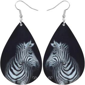 img 4 attached to 🐎 WEVENI Acrylic Zebra and Horse Teardrop Earrings - Dangle Drop Charm Jewelry for Women and Girls - Nice Gift