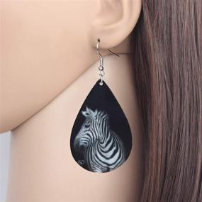 img 3 attached to 🐎 WEVENI Acrylic Zebra and Horse Teardrop Earrings - Dangle Drop Charm Jewelry for Women and Girls - Nice Gift