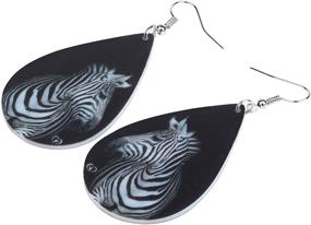 img 2 attached to 🐎 WEVENI Acrylic Zebra and Horse Teardrop Earrings - Dangle Drop Charm Jewelry for Women and Girls - Nice Gift