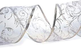 img 1 attached to 🎁 Silver Sheer Organza Gift Wrap Ribbon with Wire Edges - Metallic Wired Trim & Glitter Decorative White Ribbon - 50 Yards x 2.5 inch Wide - 1 Roll Large Size