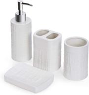 joyvio ceramic bathroom accessories set - includes soap dispenser pump, toothbrush holder, tumbler, and soap dish holder logo