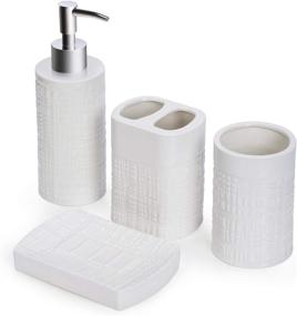 img 4 attached to Joyvio Ceramic Bathroom Accessories Set - Includes Soap Dispenser Pump, Toothbrush Holder, Tumbler, and Soap Dish Holder