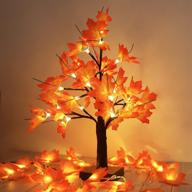 24 led lighted maple tree thanksgiving decorations - artificial bonsai tree lamp for fall centerpieces, autumn christmas, halloween, fall decor - warm white tabletop tree lights for home логотип