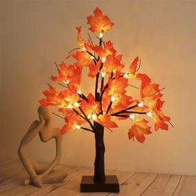 img 2 attached to 24 LED Lighted Maple Tree Thanksgiving Decorations - Artificial Bonsai Tree Lamp for Fall Centerpieces, Autumn Christmas, Halloween, Fall Decor - Warm White Tabletop Tree Lights for Home