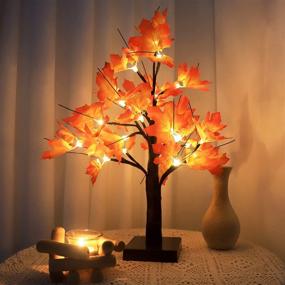 img 3 attached to 24 LED Lighted Maple Tree Thanksgiving Decorations - Artificial Bonsai Tree Lamp for Fall Centerpieces, Autumn Christmas, Halloween, Fall Decor - Warm White Tabletop Tree Lights for Home