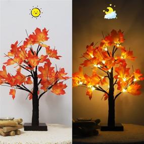 img 1 attached to 24 LED Lighted Maple Tree Thanksgiving Decorations - Artificial Bonsai Tree Lamp for Fall Centerpieces, Autumn Christmas, Halloween, Fall Decor - Warm White Tabletop Tree Lights for Home