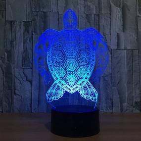 img 1 attached to 🐢 Sea Turtle 3D Night Light, 7 Colors Changing Touch Control Table Lamp, Ideal Kids' Home Decoration Gift, LED Optical Illusion Desk Lamp