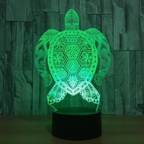 img 2 attached to 🐢 Sea Turtle 3D Night Light, 7 Colors Changing Touch Control Table Lamp, Ideal Kids' Home Decoration Gift, LED Optical Illusion Desk Lamp