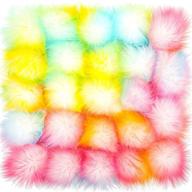 🌈 rainbow faux fox fur pom pom balls with elastic loop – diy fluffy faux fur pompoms for hats, keychains, shoes, scarves, bags & charms logo