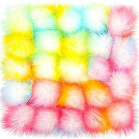 img 4 attached to 🌈 Rainbow Faux Fox Fur Pom Pom Balls with Elastic Loop – DIY Fluffy Faux Fur Pompoms for Hats, Keychains, Shoes, Scarves, Bags & Charms