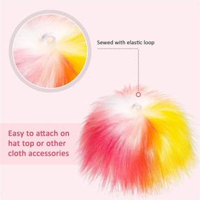 img 3 attached to 🌈 Rainbow Faux Fox Fur Pom Pom Balls with Elastic Loop – DIY Fluffy Faux Fur Pompoms for Hats, Keychains, Shoes, Scarves, Bags & Charms