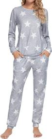 img 4 attached to 🌟 Luxe and Comfy: LOLLO VITA Women's Long Sleeve Tie Dye Sweatsuit Pajama Set - Star Print Sleepwear with Pockets