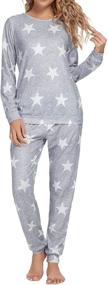 img 3 attached to 🌟 Luxe and Comfy: LOLLO VITA Women's Long Sleeve Tie Dye Sweatsuit Pajama Set - Star Print Sleepwear with Pockets