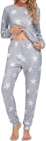 img 1 attached to 🌟 Luxe and Comfy: LOLLO VITA Women's Long Sleeve Tie Dye Sweatsuit Pajama Set - Star Print Sleepwear with Pockets