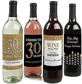 img 2 attached to Gold 30th Birthday Celebration for Adults - Wine Bottle Label Stickers - Set of 4 - Perfect Birthday Party Gift for Women and Men